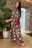 Riven Tiered Maxi Dress Raspberry
